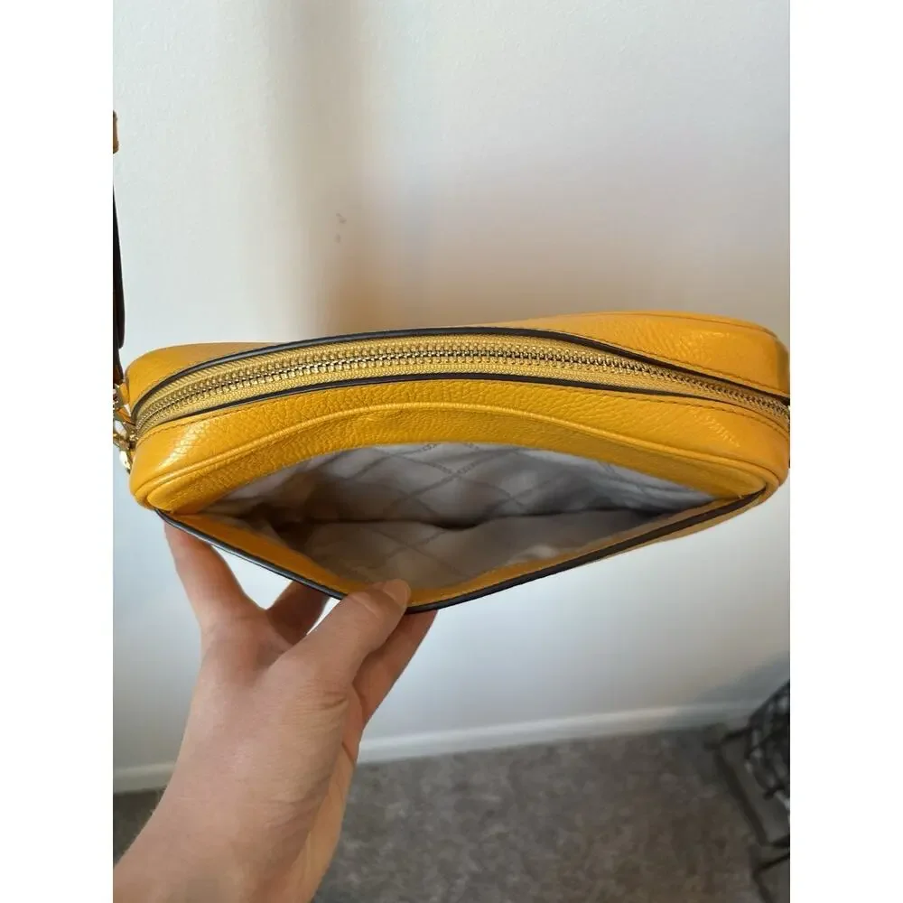 Michael Kors Jet Set Charm East West Camera Crossbody Yellow Leather Purse